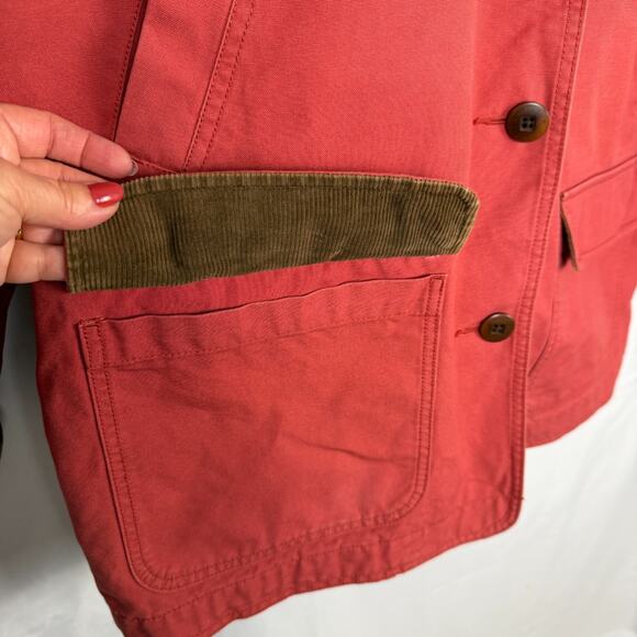 Vintage L.L. Bean Womens Red XL Duck Canvas Barn Chore Coat Flannel Lined Jacket - Picture 8 of 12